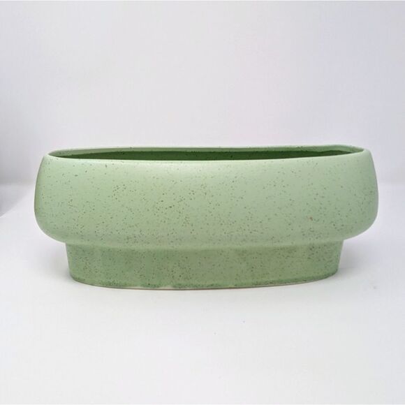 Vintage Mid-Century Stanford Sebring Ohio pottery ceramic planter speckled mint - Picture 3 of 7